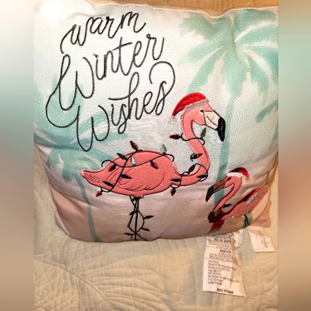 🦩 NEW Tropical Flamingo Christmas Holiday Pillow